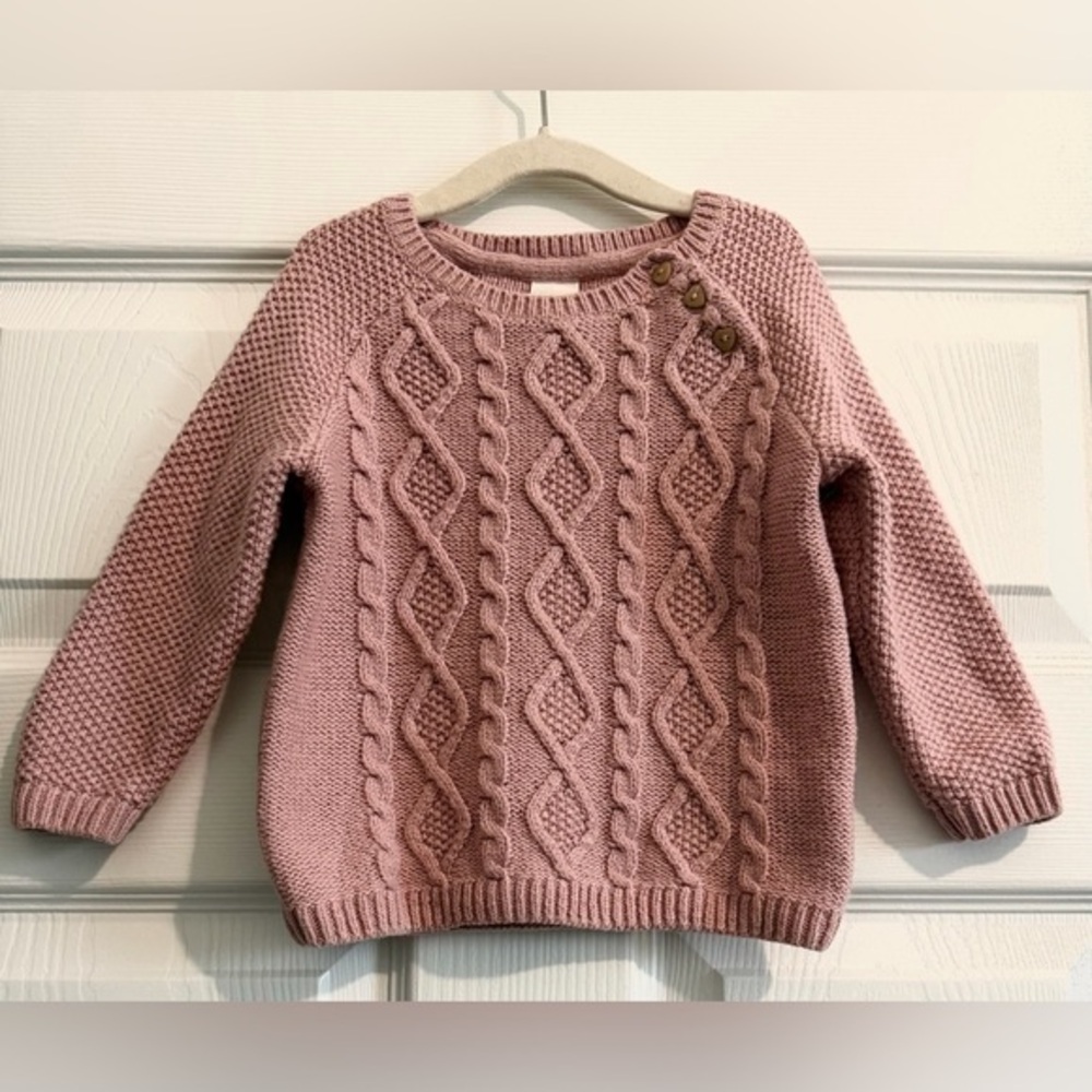 H&M Girls Dusty Pink Cable Knit Sweater. Size 9-12 months